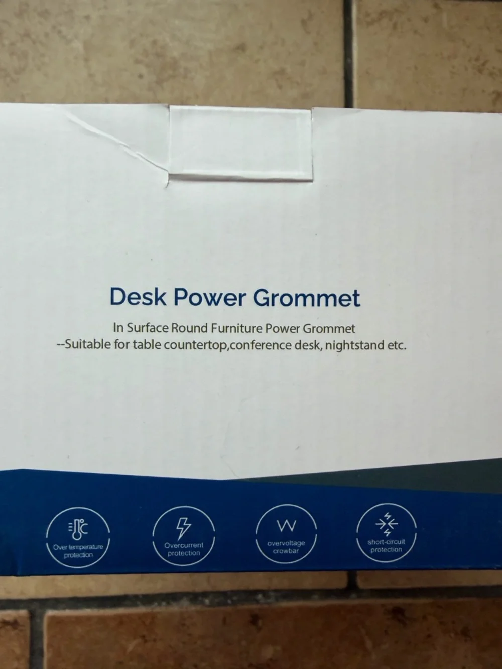 Desk Power Grommet - White and Blue